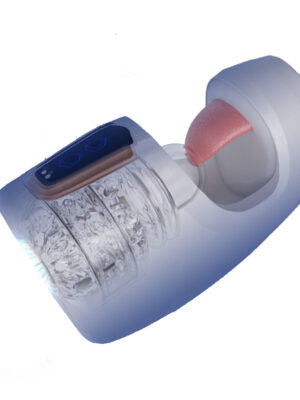 Tongue Licking telescopic cup men penis masturbation cup