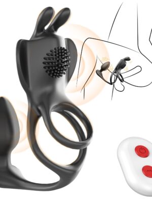 4 In 1 vibrating anal plug cock ring couple sex toys with remote control