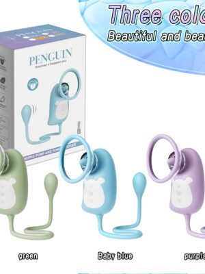 Penguin Nipple Pump and tongue rotate vibrator for women