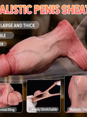 FAAK5028 Realistic Big Girthy Penis Sleeve  Open end Cocksleeve Sheath Guys Jacking Off