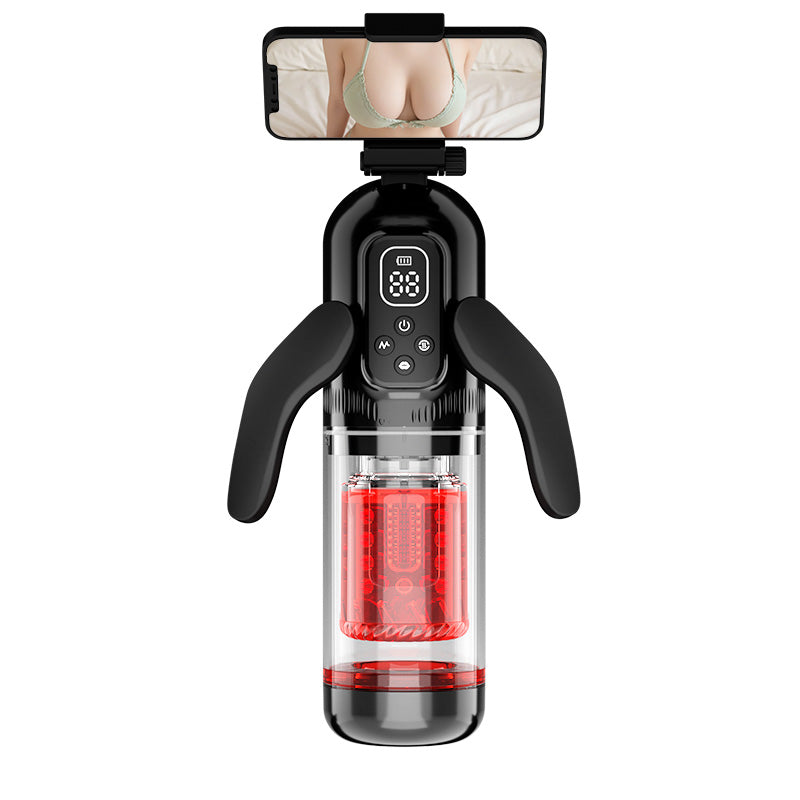 Multi-Frequency Vibration Male Penis Massaging Blowjob Cup – Dual Handle Rotating Masturbation Toys