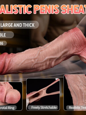 FAAK5036 7 inch Penis Sheath Cock Sleeve Light Skin Cocksleeve Extender Male Sex Toys Enhancer