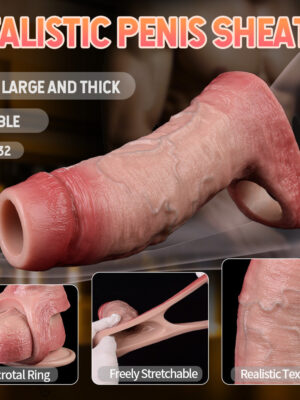 FAAK 5032 Cock Sleeve Realistic Penis Extender Open end Sex Toys for Men