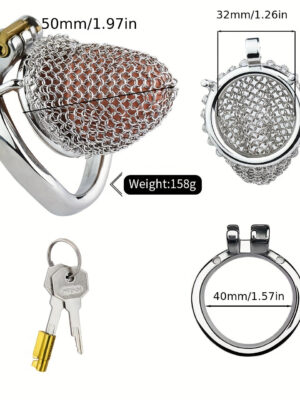 FRRK-198 Mesh Stainless Steel Male Chastity Cage Cock Cage Device