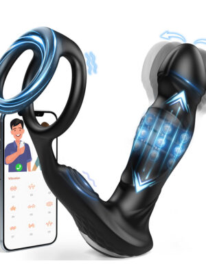 Anal Thrusting Prostate Vibrator cock ring with APP controll