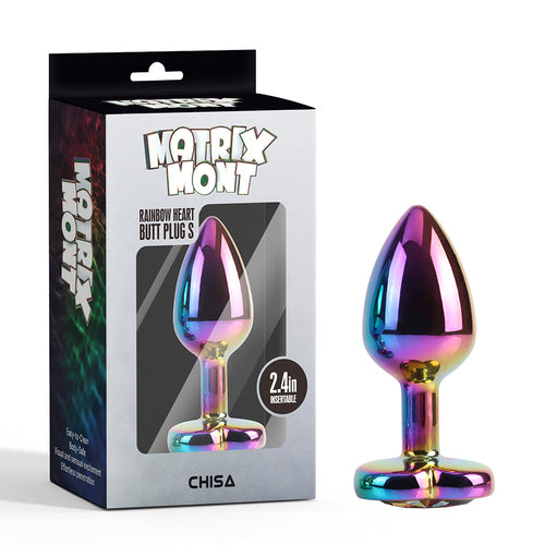 Chisa Rainbow Heart Butt Plug S 2.4IN insertable
