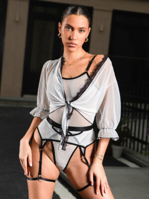 Cross Lace-Up See-Through Mesh Sexy Lingerie