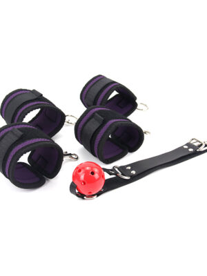 ROOMFUN PU-003 Mouth Ball Gag Bed Restraints Bondage Kit