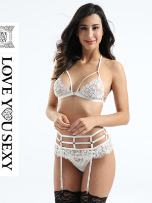 LYS Lace White Transparent sexy Bra & Brief Sets Lingeries