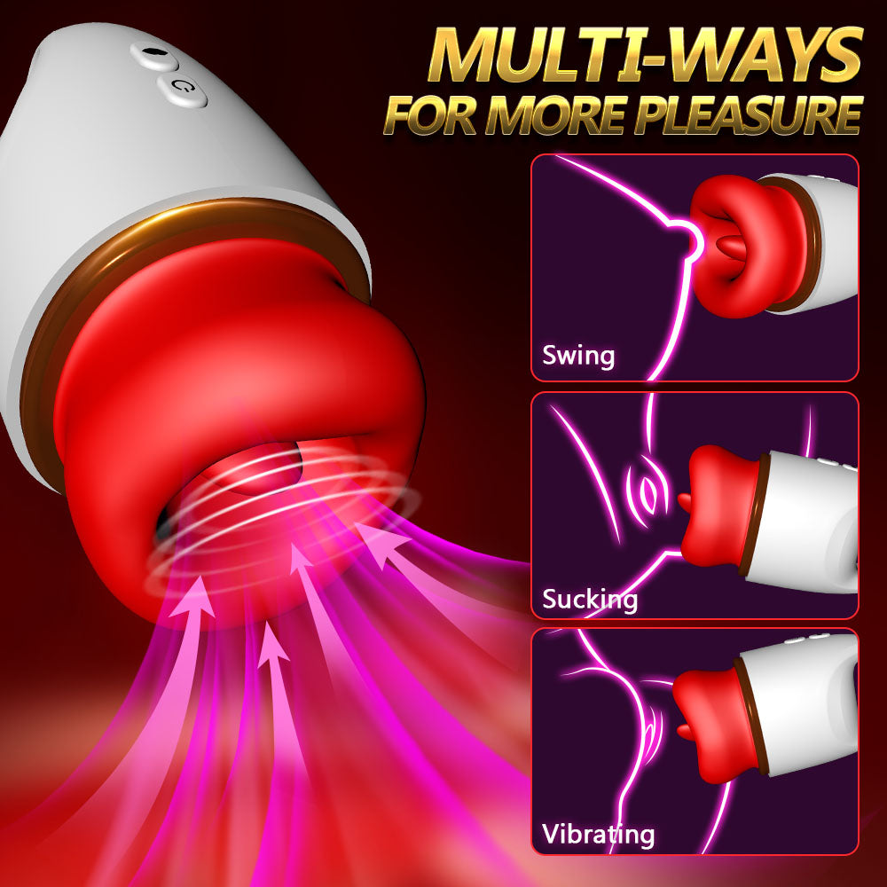 Handheld Kiss Big Mouth Tongue Licking Vacuum Suction Vibrator - Image 2