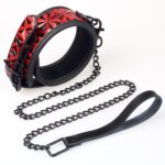 BF-40334A Red PU Neck Collar With Chain