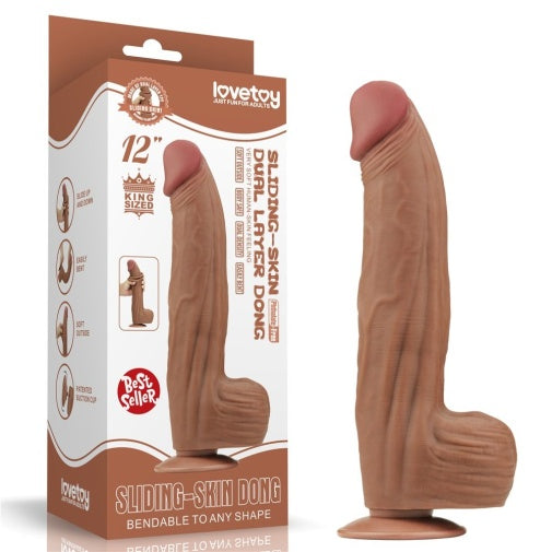 12” King Sized Sliding Skin Dual Density Dildo