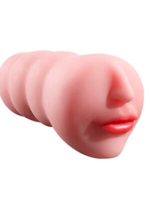 LuLuCup® Realistic Male Masturbator for Blowjob, Light-Colored Skin Face Design Oral Sex Toy Stroker Pocket Pussy for Masturbation