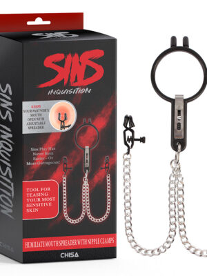 SINS Humiliate Mouth Spreader with Nipple Clamps