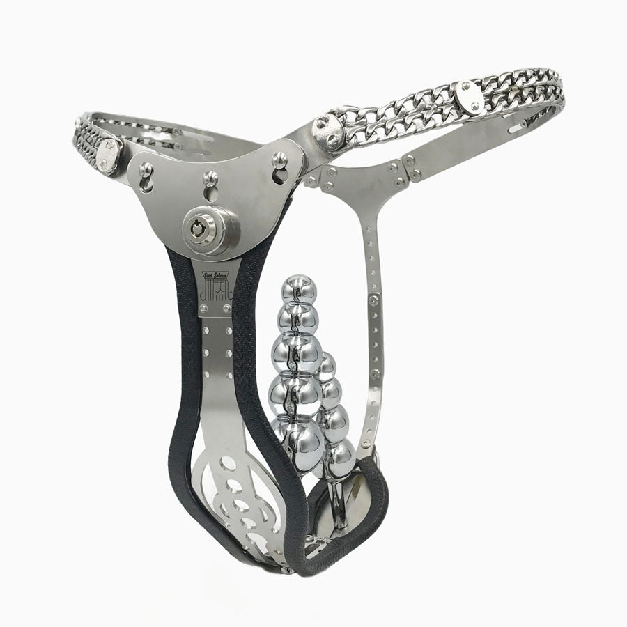 316 Stainless steel hollow female Chastity belt  with vagina anal plug for women