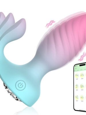 Gradient Color Vibrating Wireless Remote Control Jewel Anal Plug