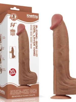14" Realistic Dual-layer Sliding-skin Dildo