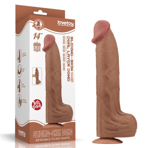 14″ Realistic Dual-layer Sliding-skin Dildo