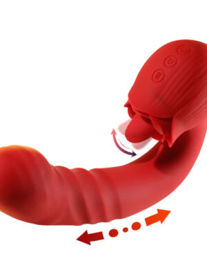 Rose Telescopic Vibrating Tongue licking Thrusting Dildo female Vibrator
