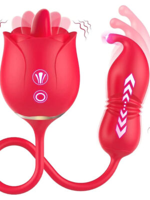 SHD S54 Tongue Licking and Thrusting G-Spot Massager Rose Vibrator