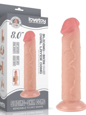 8" Sliding Skin Dual Density Dildo Without balls