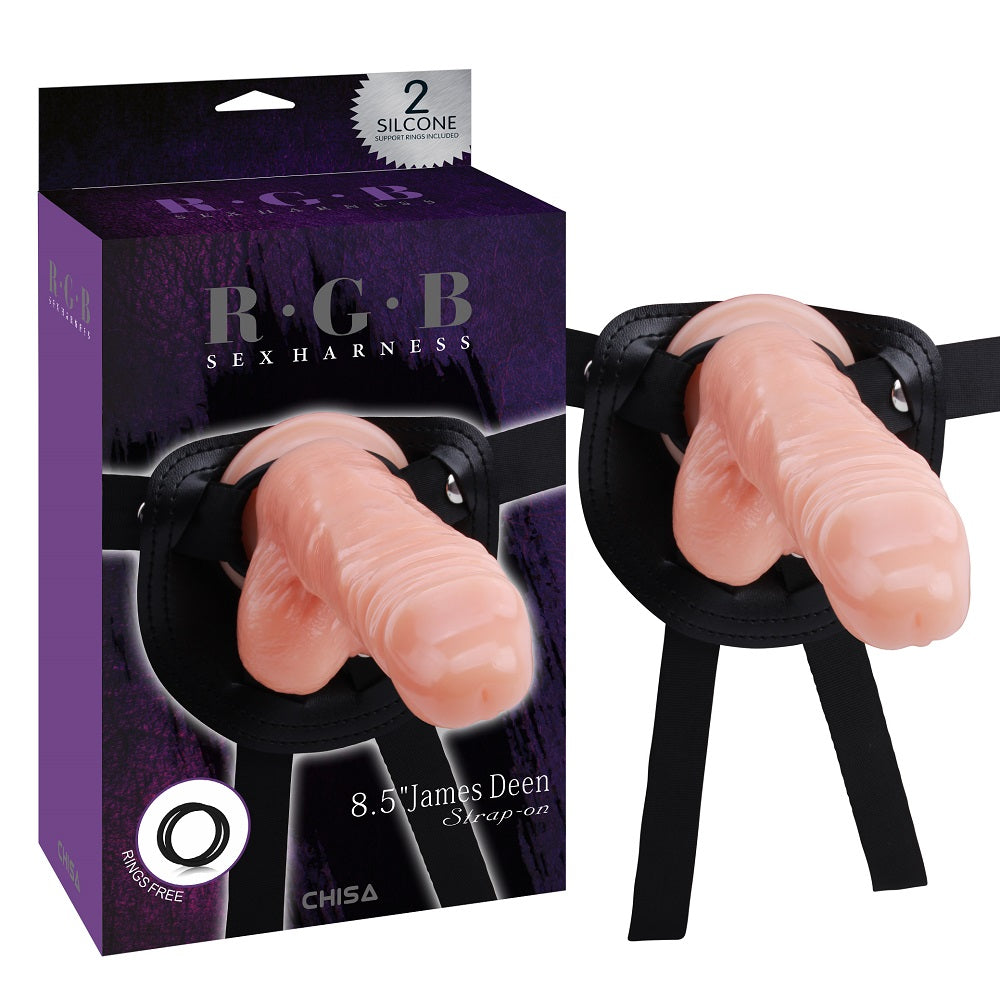 R.G.B 8.5″ JAMES DEEN Strap-On Dildo