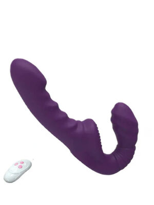 Strapless Strap On Remote Control Double End Dildo Vibrator