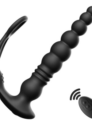 Thrusting Anal Beads with Cock Ring with Remote control