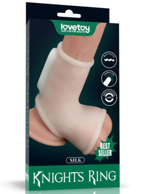 Knights Ring Vibrating Silk Knights Ring with Scrotum Sleeve - Blue