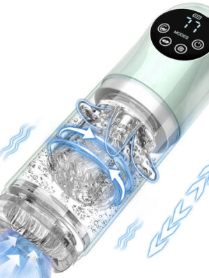 Male Masturbator Penis Pump With Upgrade 7 Thrusting Rotating Vibrating Sucking Licking Modes
