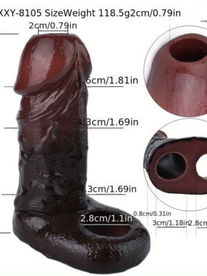 S8105 Silicone Realistic Hollow Dildo Penis Sleeve With Penis Ring