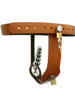 Black Emperor PU Leather Chastity Belt for Women with Anal Plug