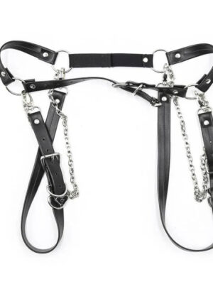 PU Leather Female Chastity Belt Bondage Chain Panties